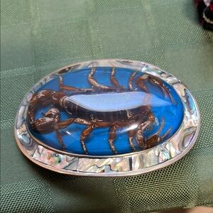 Blue and Silver Scorpion Belt Buckle